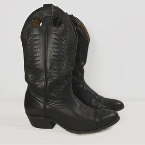 Boulet Mens Medium Cowboy Toe Boots Black Leather Cowboy Boots size 9